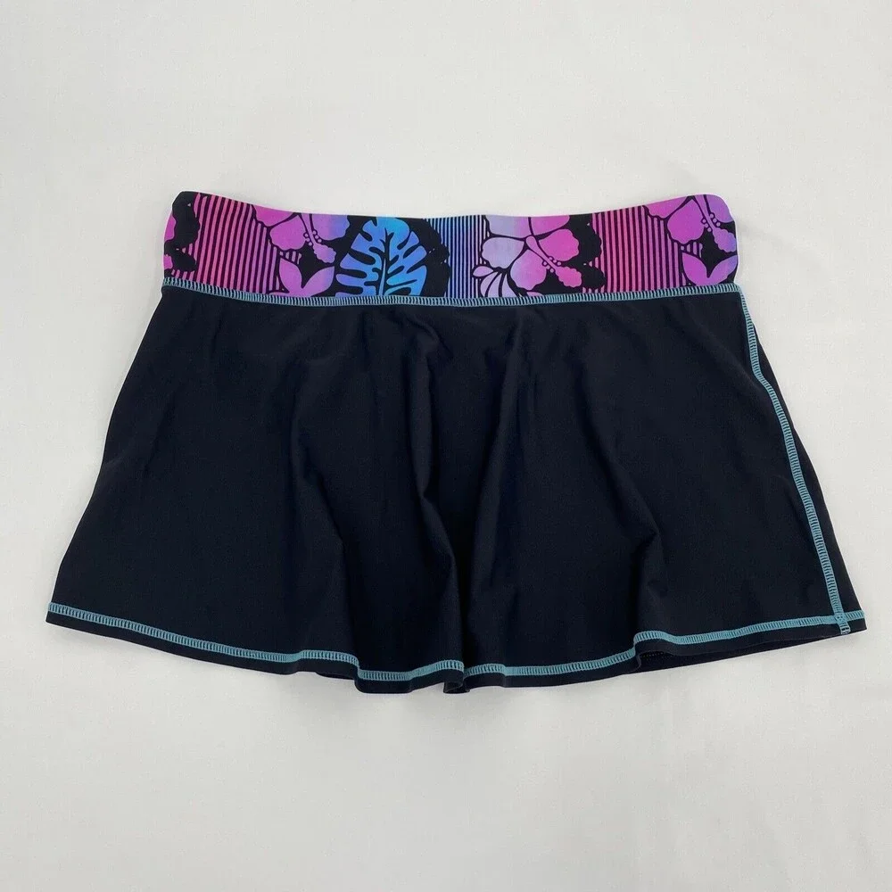 R way Swimwear Girl's Stretch Printed Waistband Pull-On  Skirt Black Size 14.5